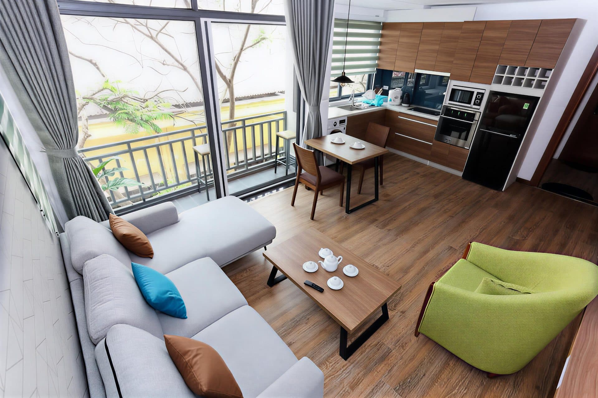 Balcony 1-Bed Apartment for Rent in West Lake, Hanoi