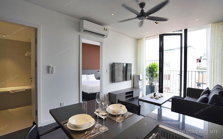 Balcony 1-Bed Apartment for Rent in West Lake, Hanoi