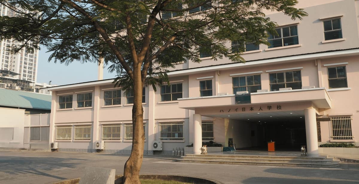 The front entrance of the Japanese School of Hanoi building